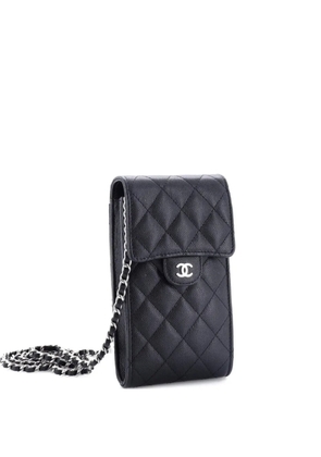 CHANEL Pre-Owned CC Flap Phone Holder Crossbody Bag Quilted Caviar clutch bag - Black