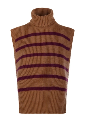 DAVANTINO turtleneck striped vest - Brown