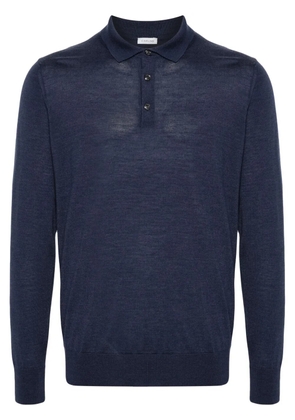 Caruso long-sleeve fine-knit polo shirt - Blue