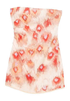 SIR. Fiorella floral-print strapless minidress - Neutrals