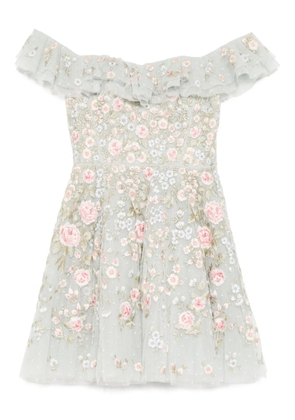 Needle & Thread floral-embroidered dress - Blue