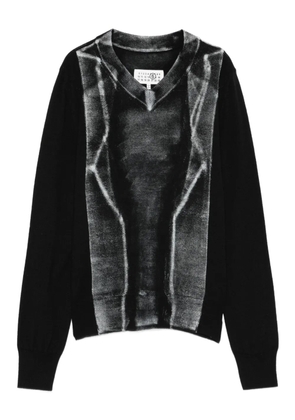 MM6 Maison Margiela V-neck graphic-print sweater - Black