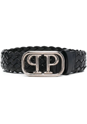 Philipp Plein braided logo buckle belt - Black