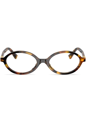 Miu Miu Eyewear tortoiseshell-effect oval glasses - Green