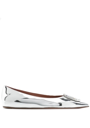 Amina Muaddi metallic-leather ballet flats - Silver