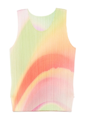 Pleats Please Issey Miyake groove-print pleated top - Green