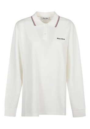 Miu Miu logo-embroidered polo shirt - White