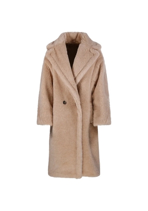Max Mara double-breasted fur coat - Neutrals