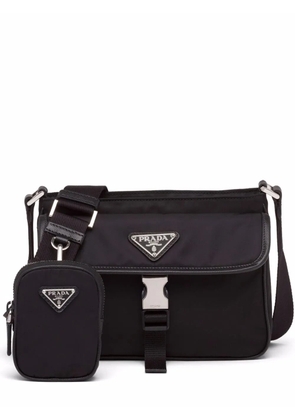 Prada logo-plaque messenger bag - Black
