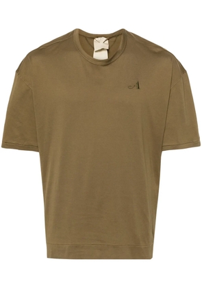 Ten C logo-embroidered cotton T-shirt - Brown