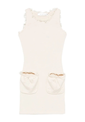 Aya Muse Fleur frayed-detail mini dress - Neutrals