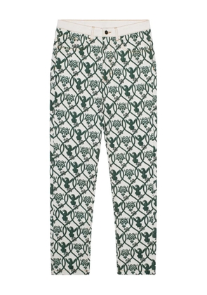 PLACE OF ËLMS printed five-pocket jeans - White