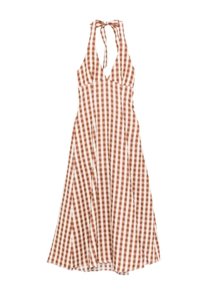 Faithfull the Brand gingham halterneck midi dress - Brown