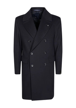 Tagliatore brooch-detail double-breasted coat - Black