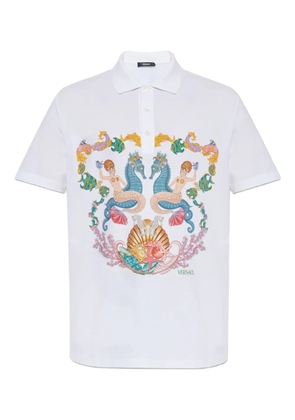 Versace graphic-print polo shirt - White