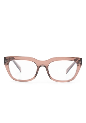 Prada Eyewear logo-engraved rectangle-frame translucent glasses - Brown