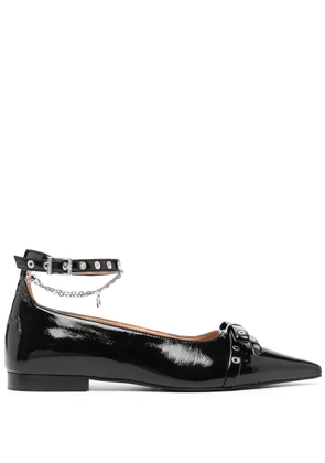 GANNI bow-detail ballet flats - Black