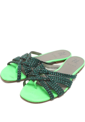 Gina crystal leather sandals - Green