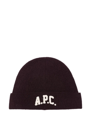 A.P.C. logo-appliqué beanie - Red