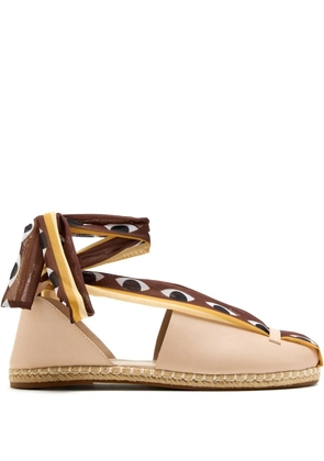 FARM Rio eye-print lace-up flat espadrilles - Pink
