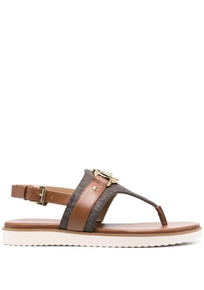 Michael Michael Kors logo-plaque monogram thong sandals - Brown