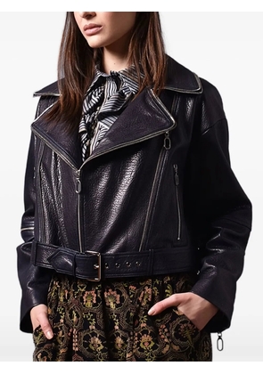 Poche Paris cropped biker jacket - Blue