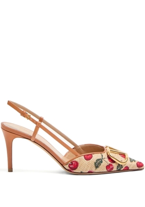 Valentino Garavani 80mm VLogo Signature cherryfic-print pumps - Neutrals