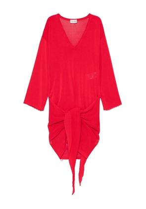 The Attico V-neck knotted mini dress - Red
