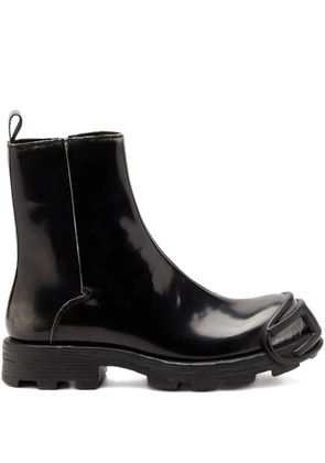Diesel zip-detail oval-plaque boots - Black