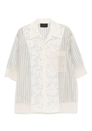 Simone Rocha lace-panel striped shirt - Neutrals