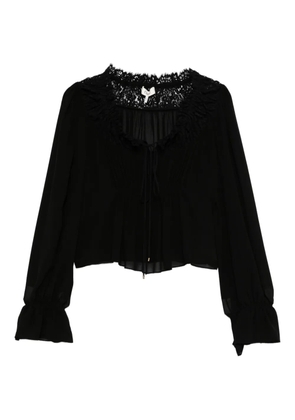 Chloé lace-trimmed pleated blouse - Black