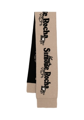 Simone Rocha long graphic logo knit scarves - Black