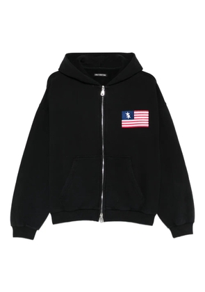COLE BUXTON zip-fastening flag-appliqué hoodie - Black