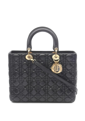 Christian Dior Pre-Owned 2010s large Lady Dior Cannage tote bag - Black
