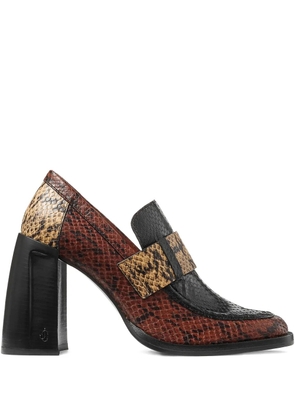 Jimmy Choo 80mm Tylor snakeskin-effect block-heel pumps - Brown