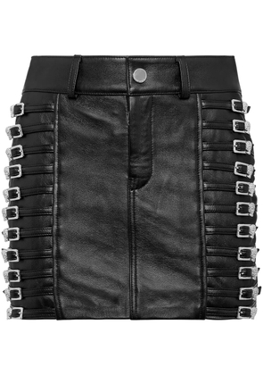 Philipp Plein crystal-embellished leather mini skirt - Black