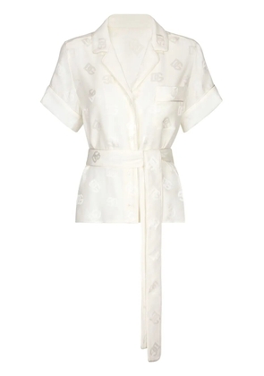 Dolce & Gabbana DNA monogram-jacquard tied-waist shirt - White