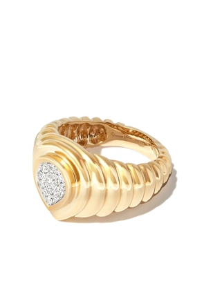 Yvonne Léon 9kt yellow gold pear pave diamond signet ring