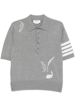Thom Browne feather-intarsia cotton polo shirt - Grey