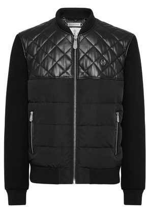 Philipp Plein leather bomber jacket - Black