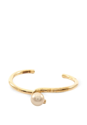 Celine Pre-Owned 2010s knot-detail faux-pearl bangle - Gold