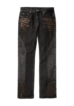 Who Decides War appliqué frayed jeans - Black