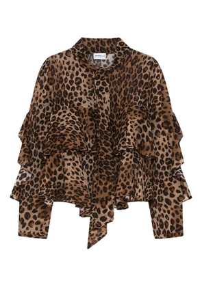 Marella Gala ruffled animal-print blouse - Brown