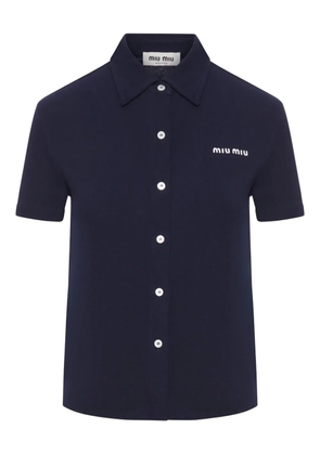 Miu Miu short-sleeve logo top - Blue