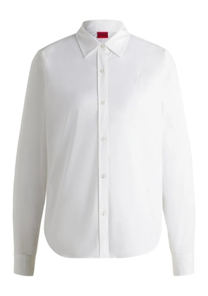 HUGO embroidered logo curved-hem shirt - White