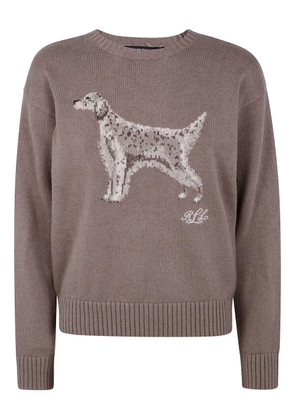 Lauren Ralph Lauren dog-embroidered crew-neck jumper - Brown
