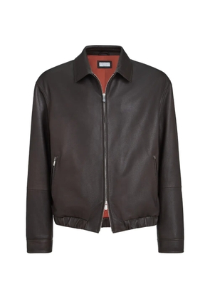 Brunello Cucinelli leather jacket - Brown