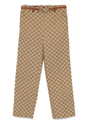 Gucci GG-canvas horsebit trousers - Neutrals