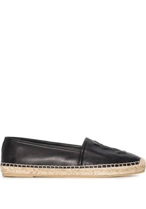 Saint Laurent embossed-logo leather espadrilles - Black