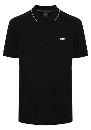 BOSS logo-print cotton polo shirt - Black